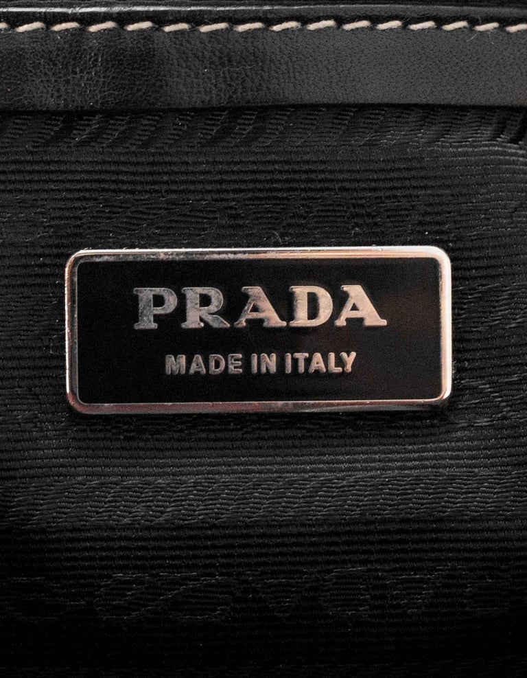 Prada Black Leather Push Lock Shoulder Bag For Sale at 1stDibs