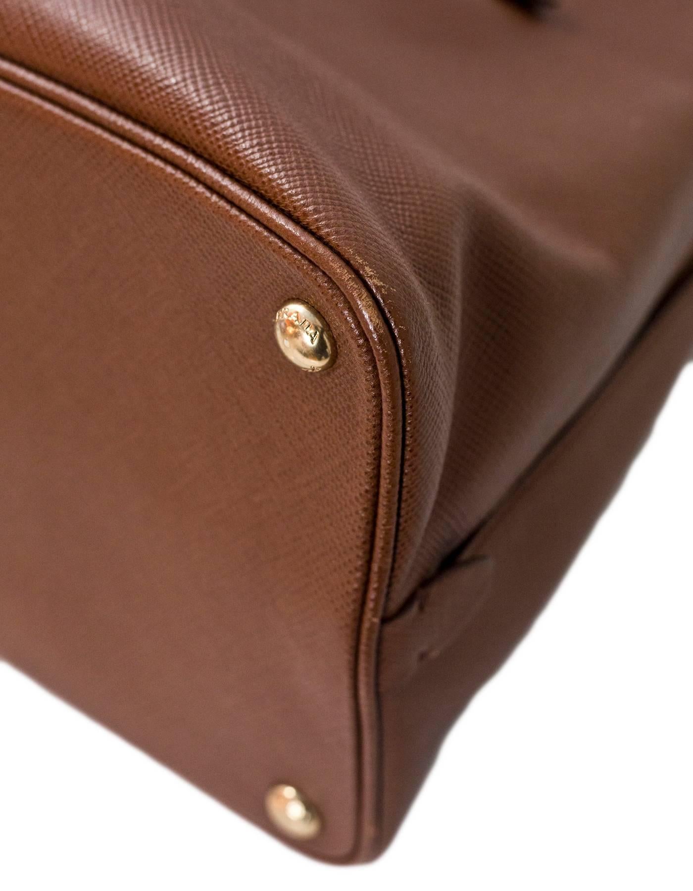 Women's Prada Brown Saffiano Leather Palissandro Tote Bag w/ Strap