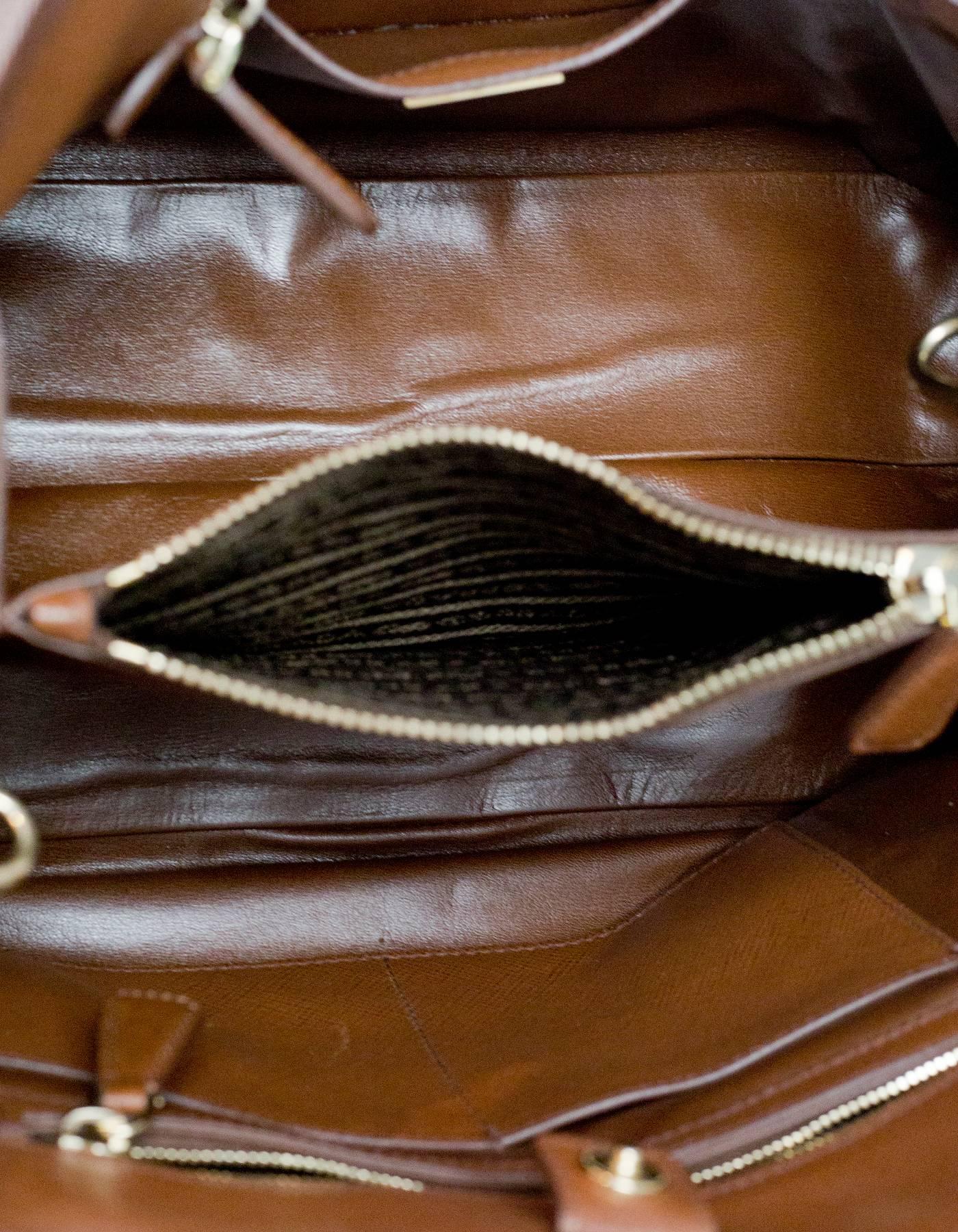 Prada Brown Saffiano Leather Palissandro Tote Bag w/ Strap 4
