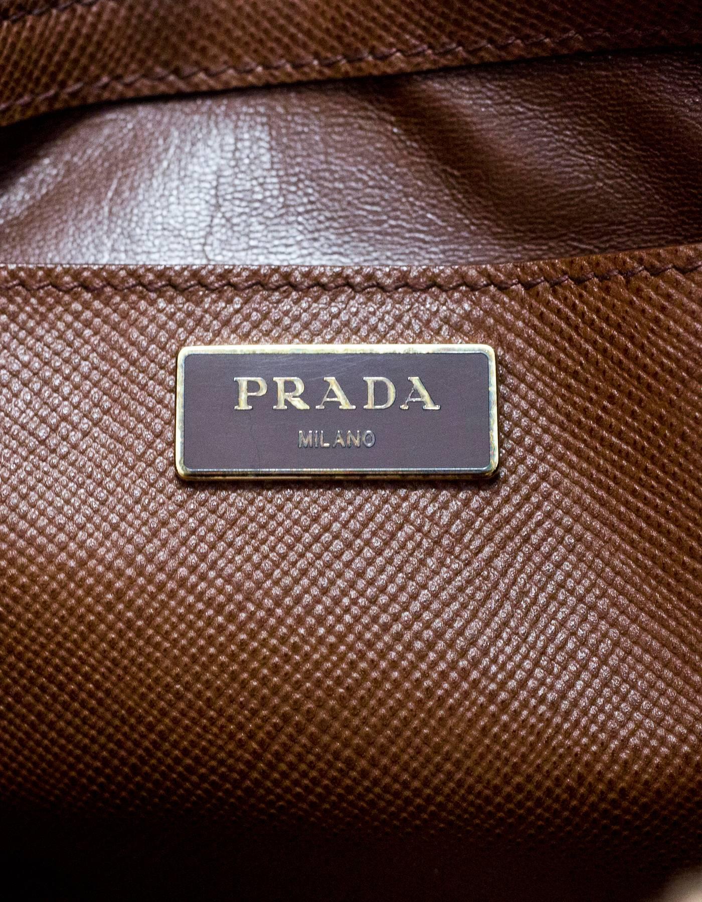 Prada Brown Saffiano Leather Palissandro Tote Bag w/ Strap 3