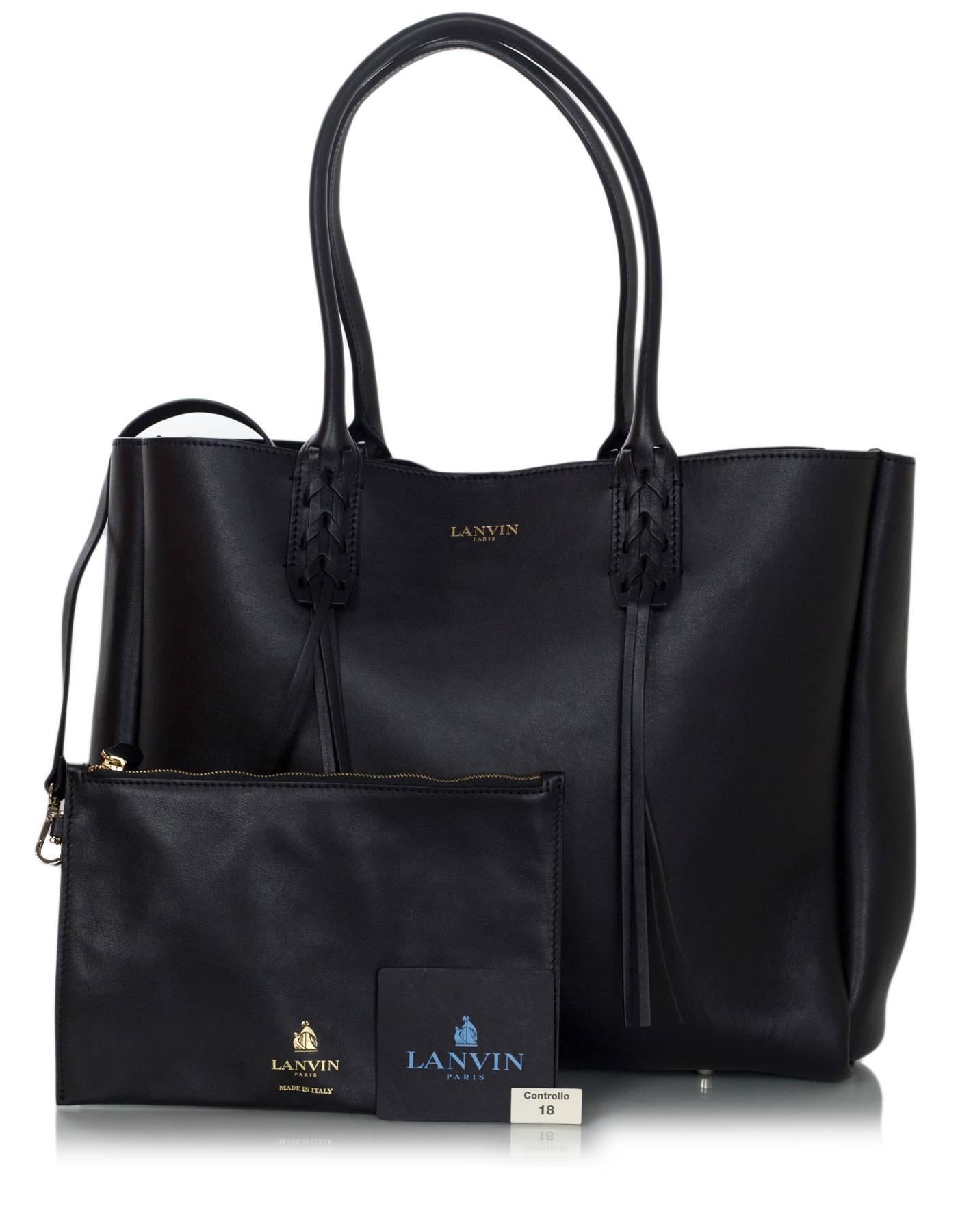 Women's or Men's Lanvin Black Leather Fringe Tote Bag