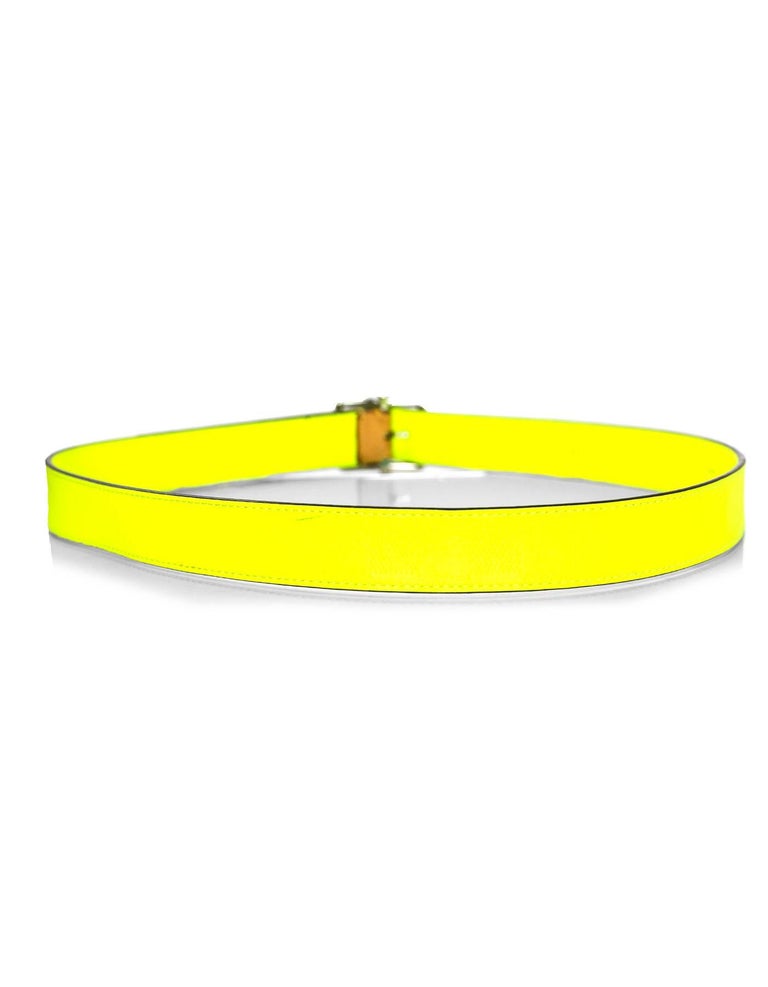 Louis Vuitton Neon Yellow Embossed Damier Infini Belt Sz 95 For Sale at 1stdibs