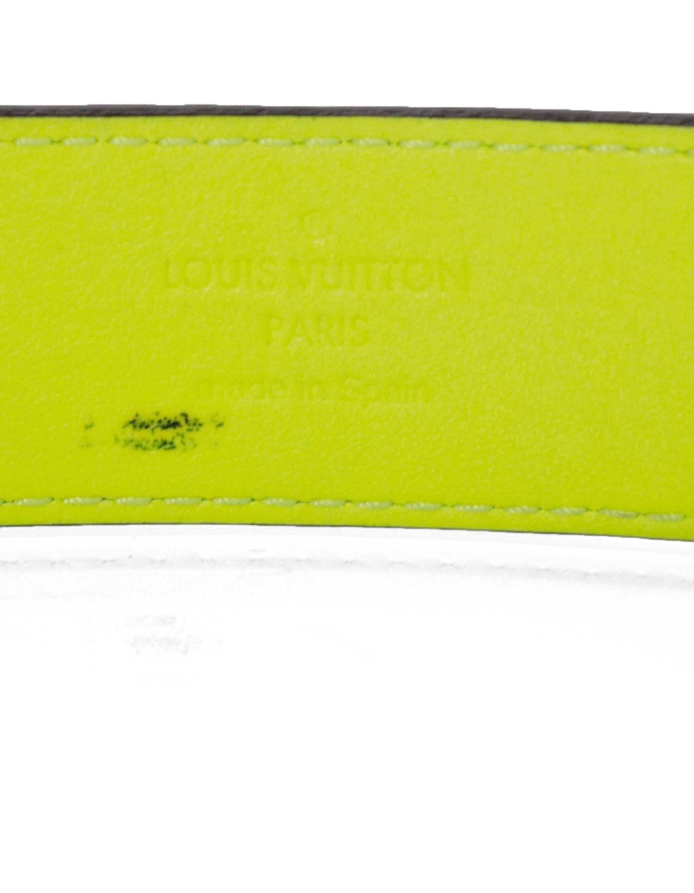 Women's or Men's Louis Vuitton Neon Yellow Embossed Damier Infini Belt Sz 95