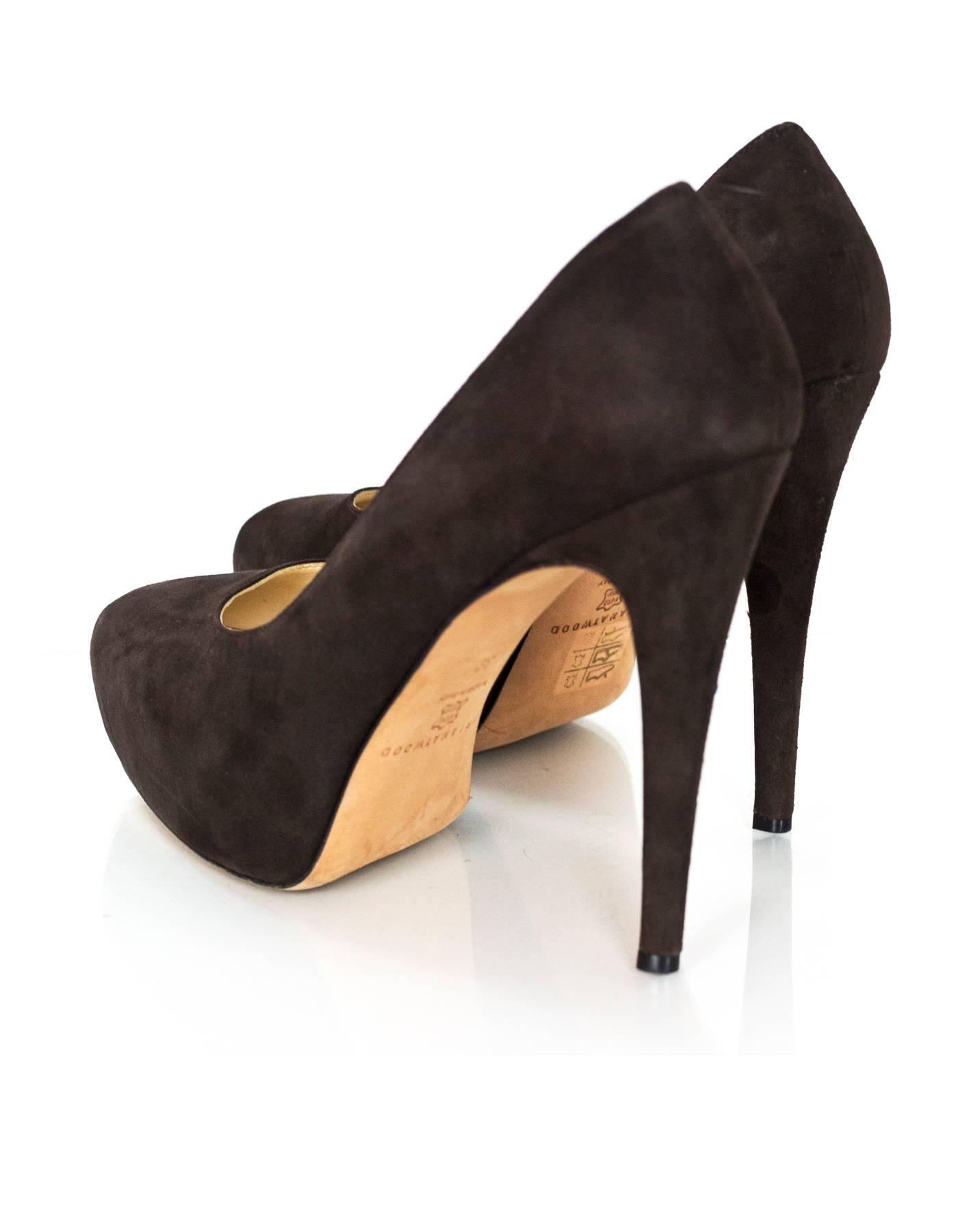 Brian Atwood Brown Suede Maniac Pumps Sz 39 In Excellent Condition In New York, NY
