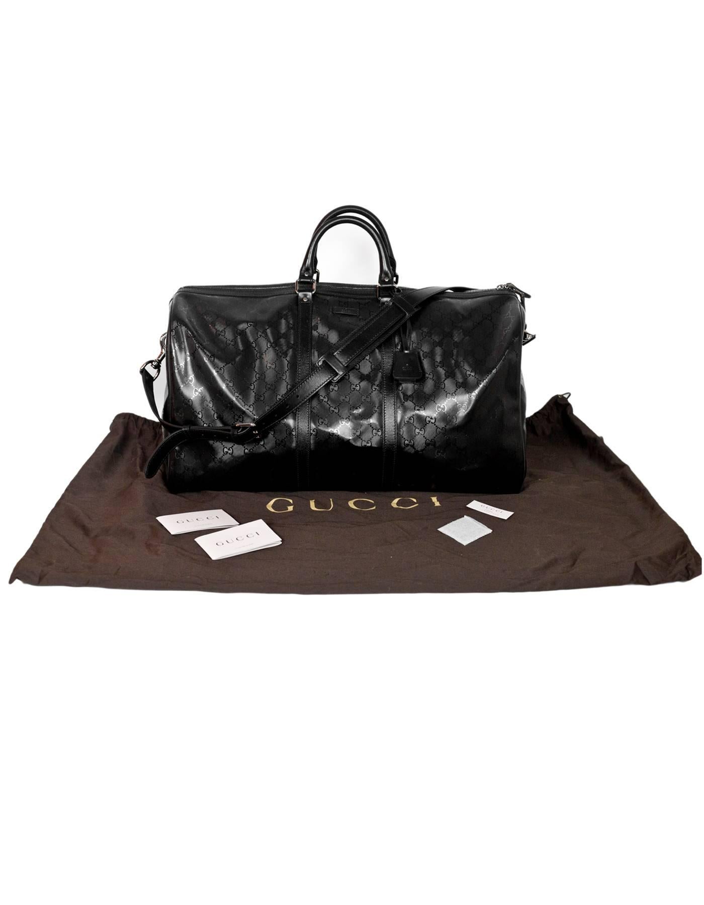 Gucci Black Coated Imprime Monogram Large Duffle Bag w. Dust Bag 3