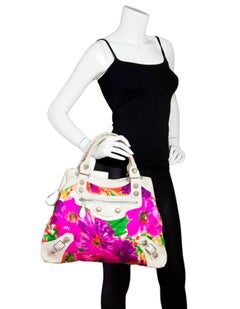 Balenciaga Floral Satin and Leather Giant 21 Brief Bag