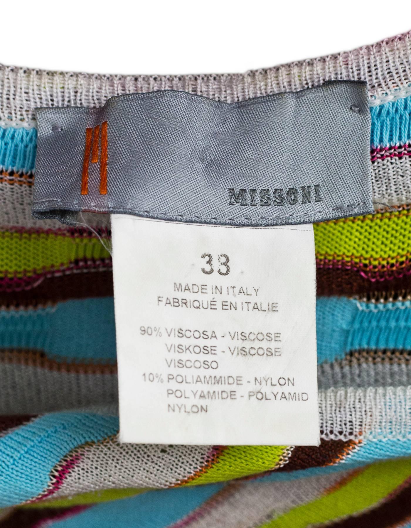 M Missoni Blue White and Green Cardigan Size IT38 In Good Condition In New York, NY