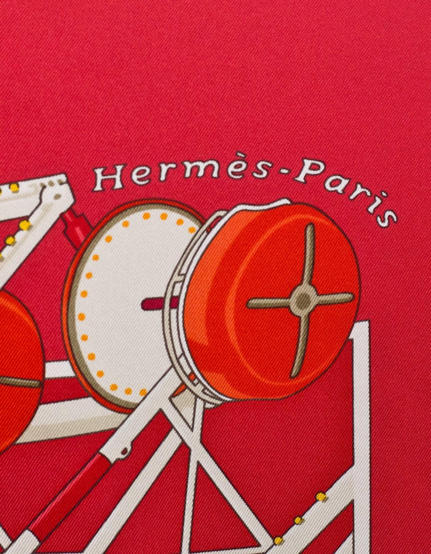 Hermes Red White and Blue Grand Roue Ferris Wheel 90cm Silk Scarf 1