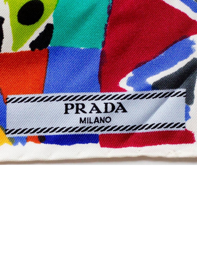 Prada Multi-Color Street Scene Silk Scarf with Box at 1stDibs