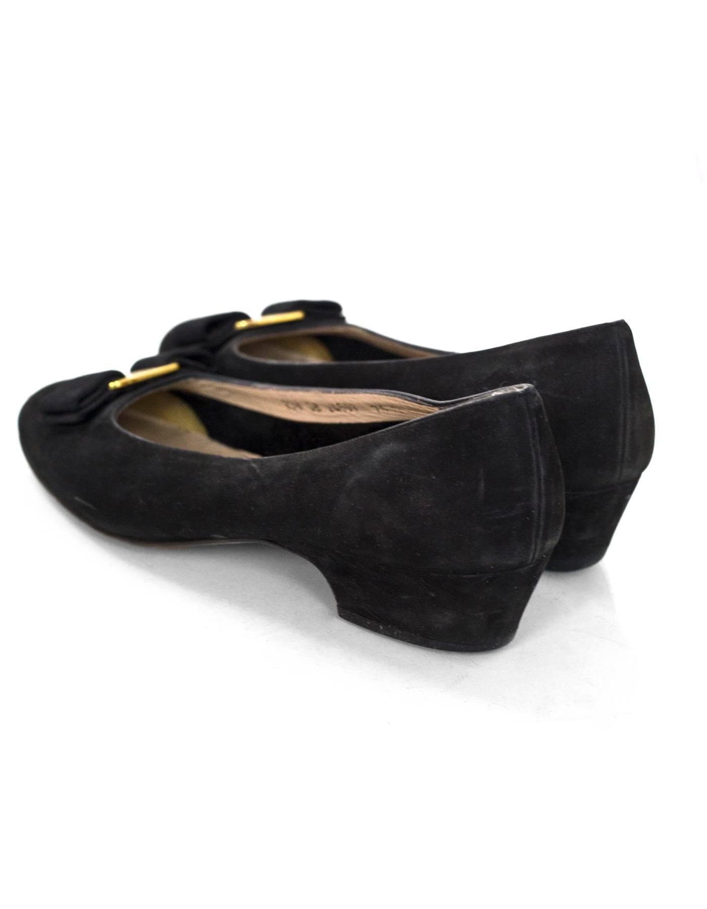 Women's Salvatore Ferragamo Black Varina Bow Shoes Size 37.5