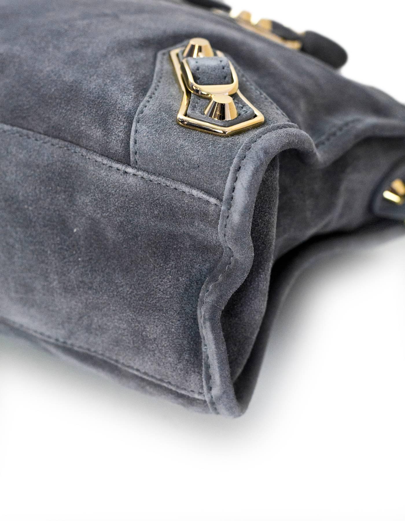 balenciaga metallic edge city suede shoulder bag