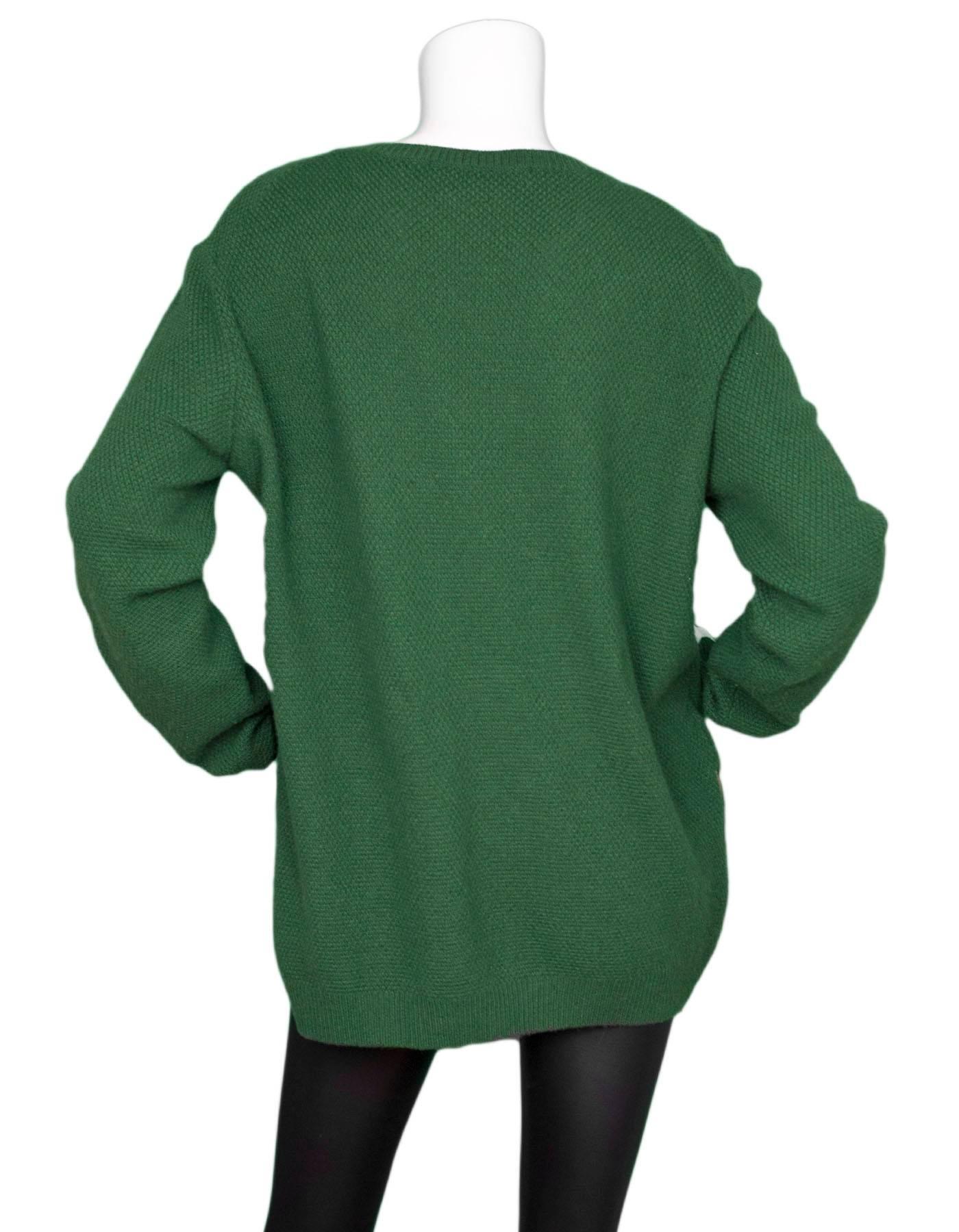 11/16 Marni Green Cashmere with Zipper Detail Sz IT48 In Excellent Condition In New York, NY
