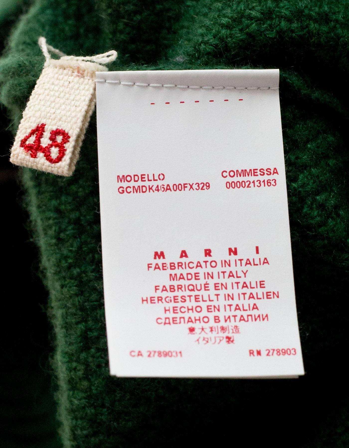 11/16 Marni Green Cashmere with Zipper Detail Sz IT48 1