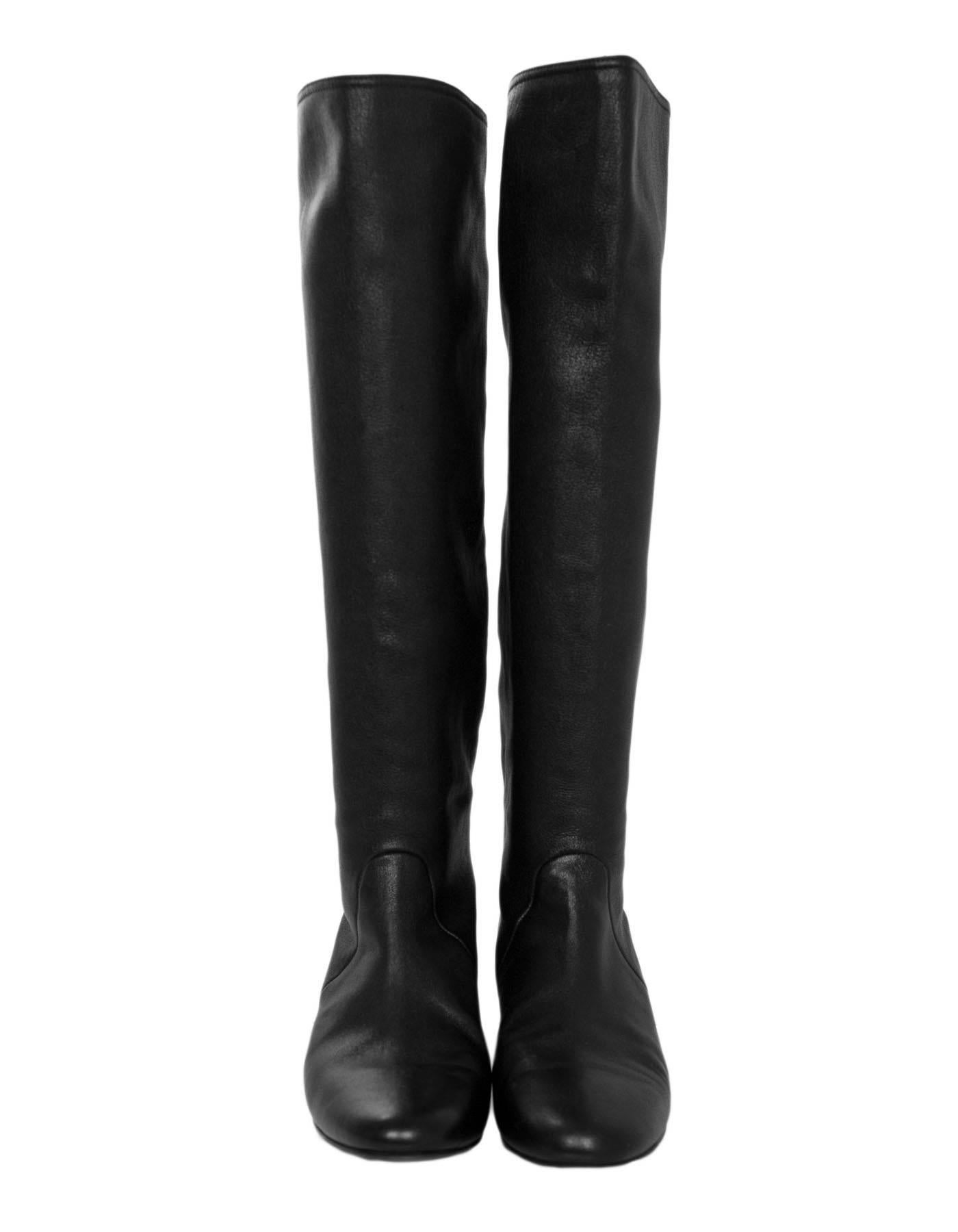 Lanvin Black Leather Boots Sz 38 In Excellent Condition In New York, NY