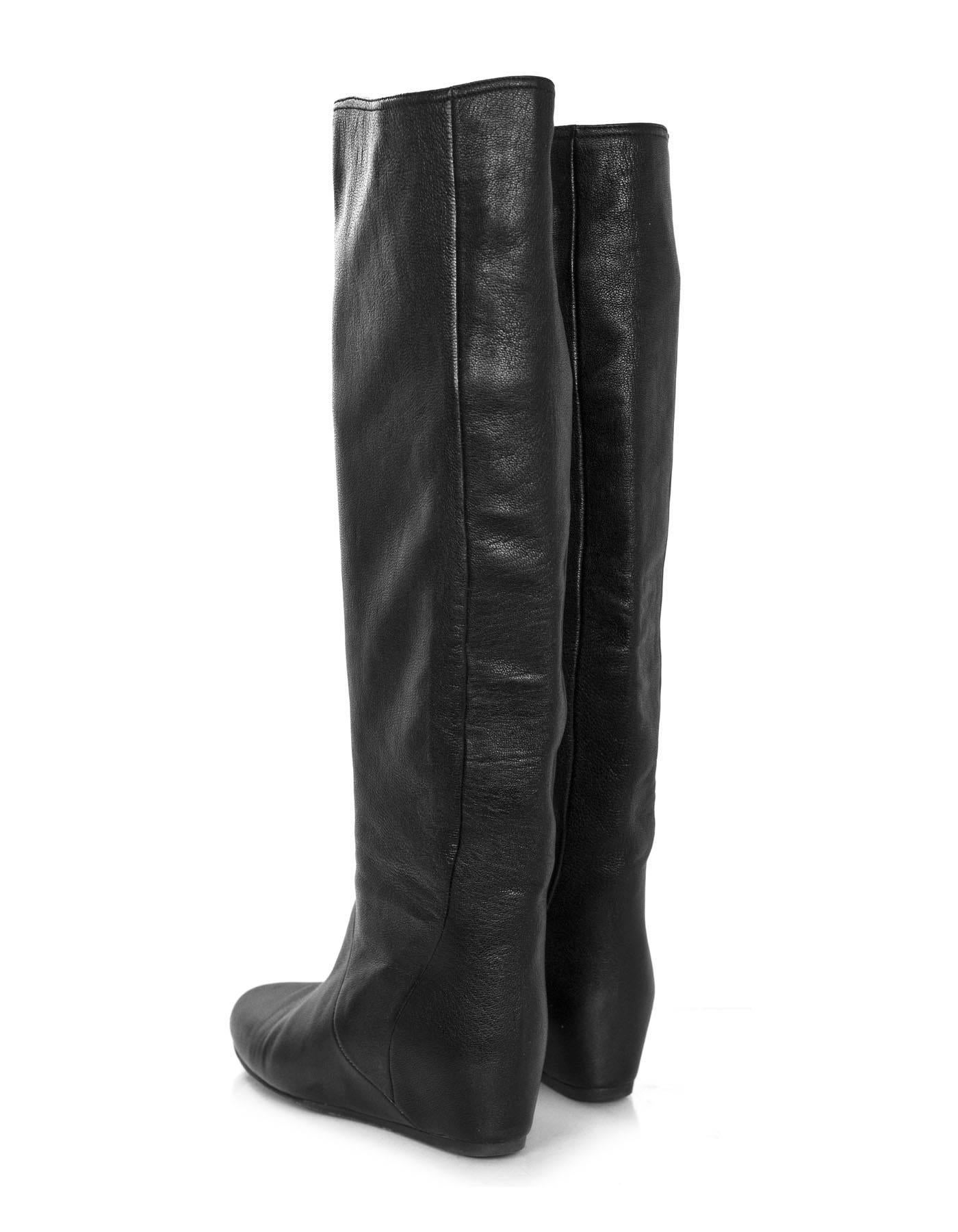 Women's Lanvin Black Leather Boots Sz 38