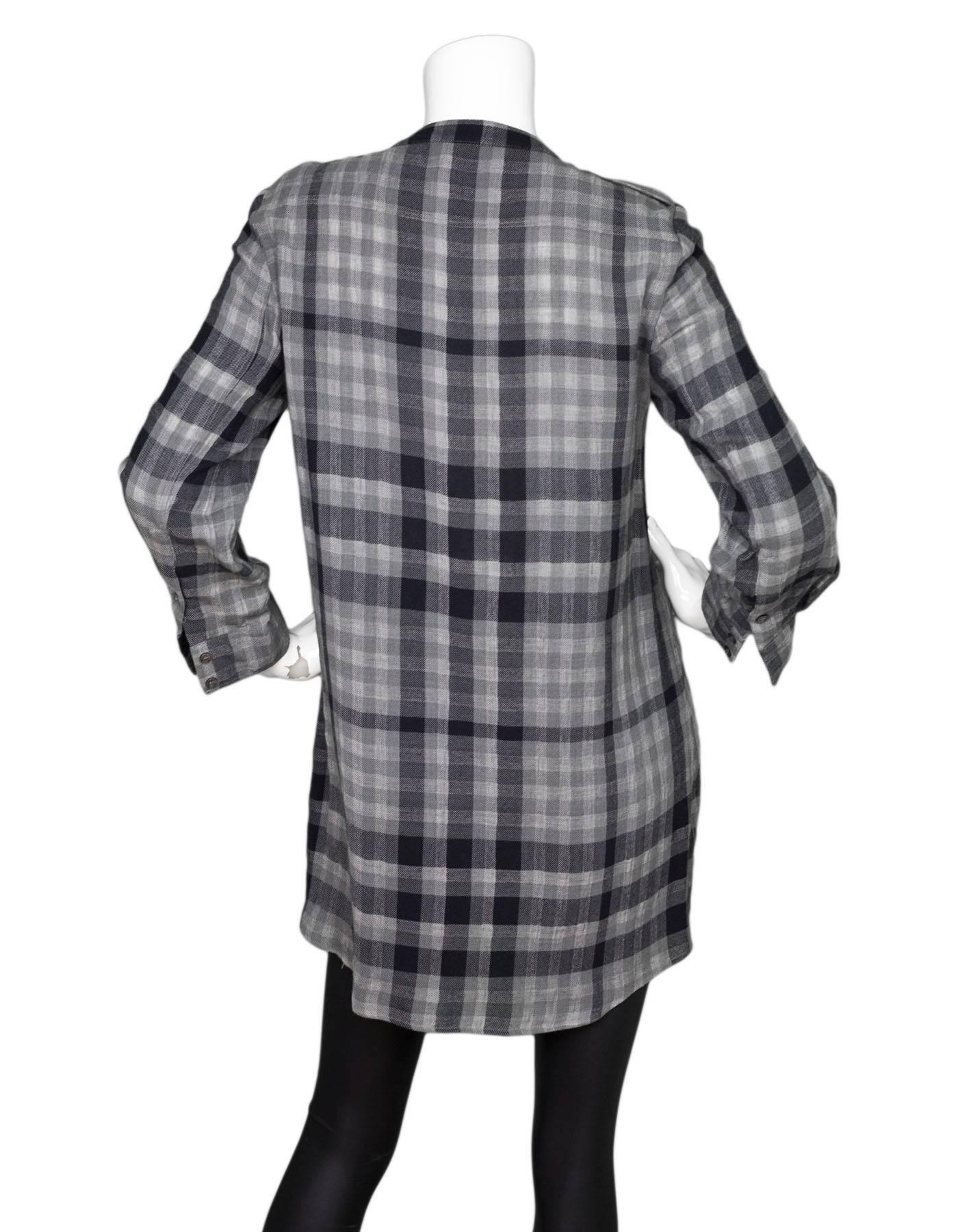 Burberry Brit Black and Grey Plaid Tunic Sz M For Sale at 1stDibs ...