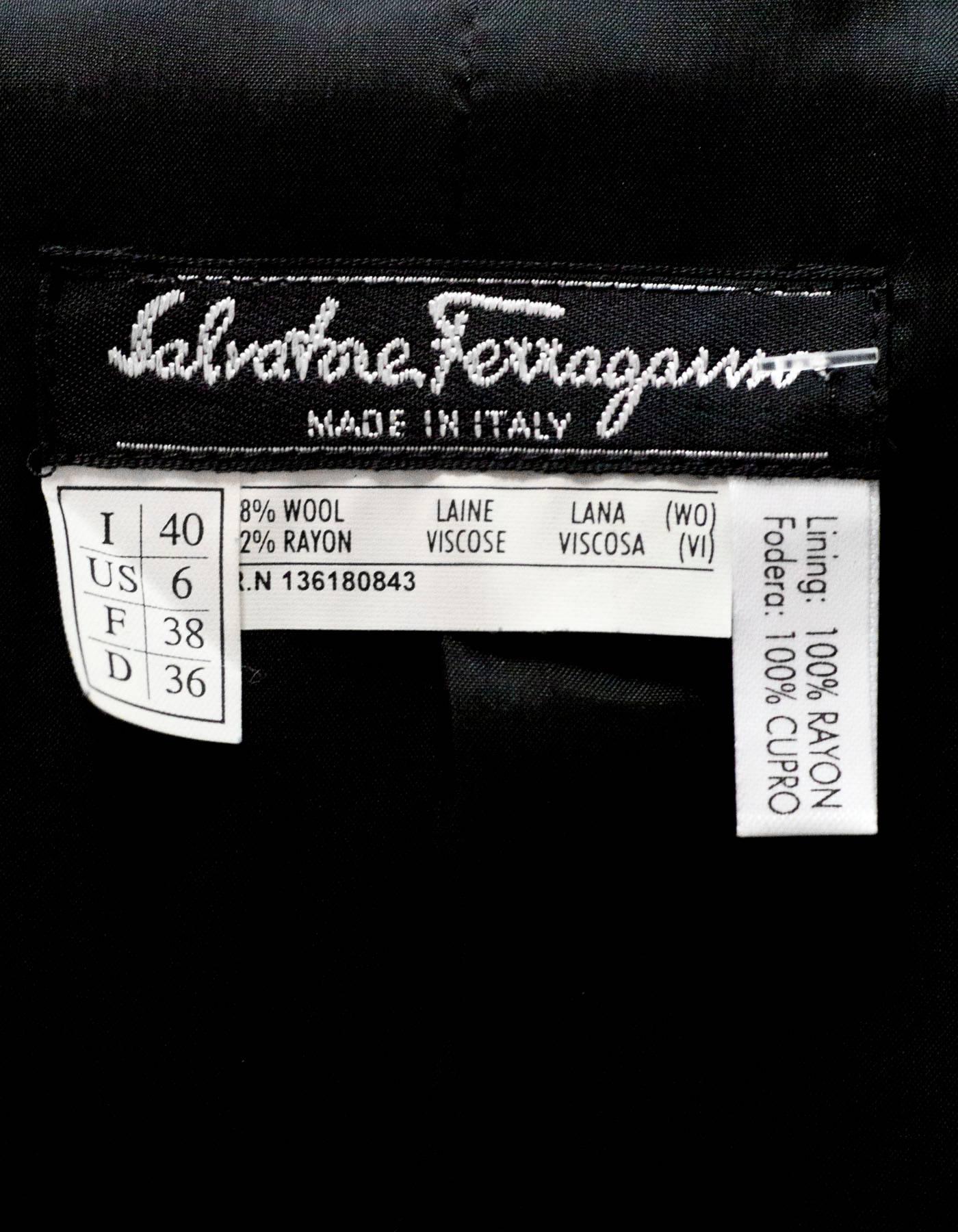 Women's Salvatore Ferragamo Black Wool Jacket Sz IT40
