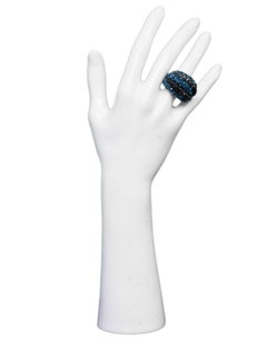 Swarovski Black & Navy Appolon Pave Crystal Ring Sz 7 with Box