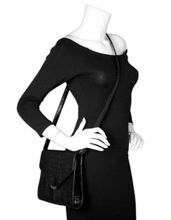 Ralph Lauren Black Embossed Crocodile Crossbody Bag