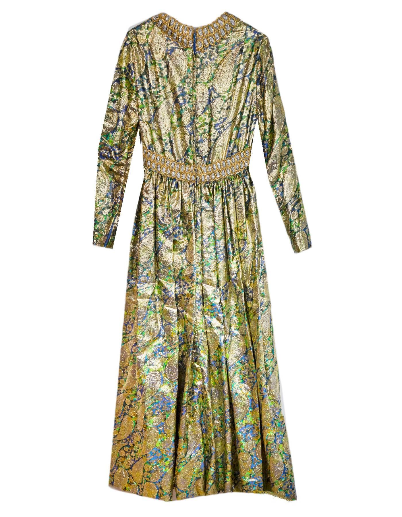 Oscar De La Renta Vintage 1970 Fantasy Brocade Gown Size XXS In Excellent Condition In New York, NY