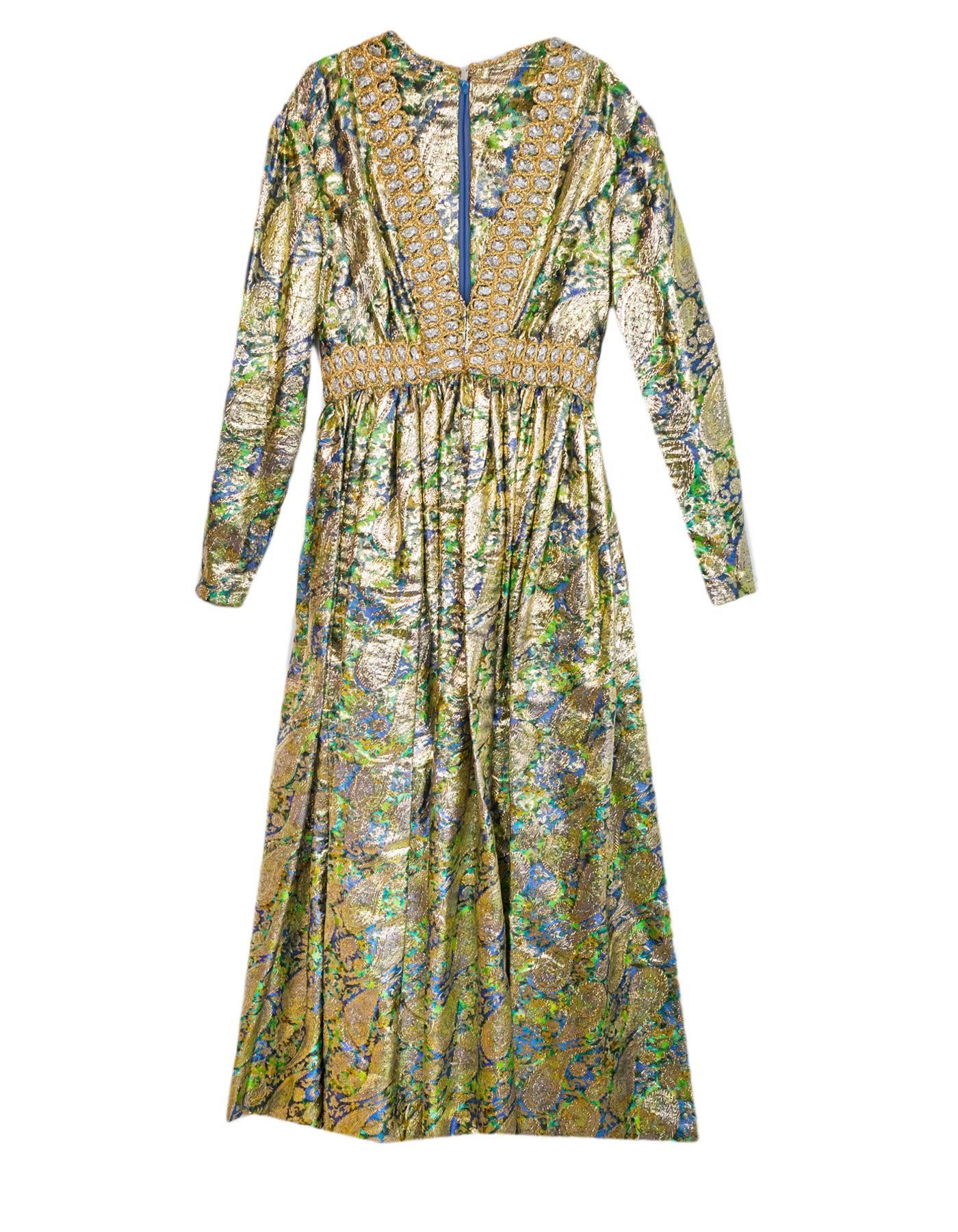 Brown Oscar De La Renta Vintage 1970 Fantasy Brocade Gown Size XXS
