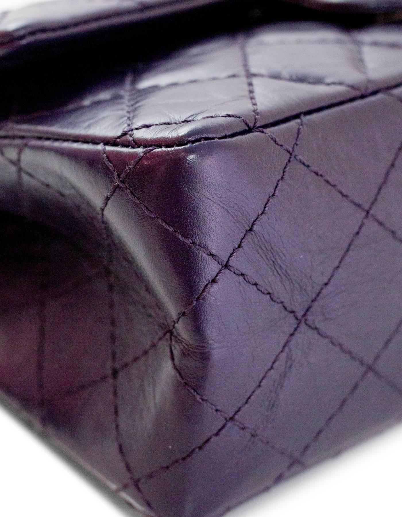 Black Chanel Dark Purple Quilted Calfskin 244 Reissue 2.55 Double Flap Bag