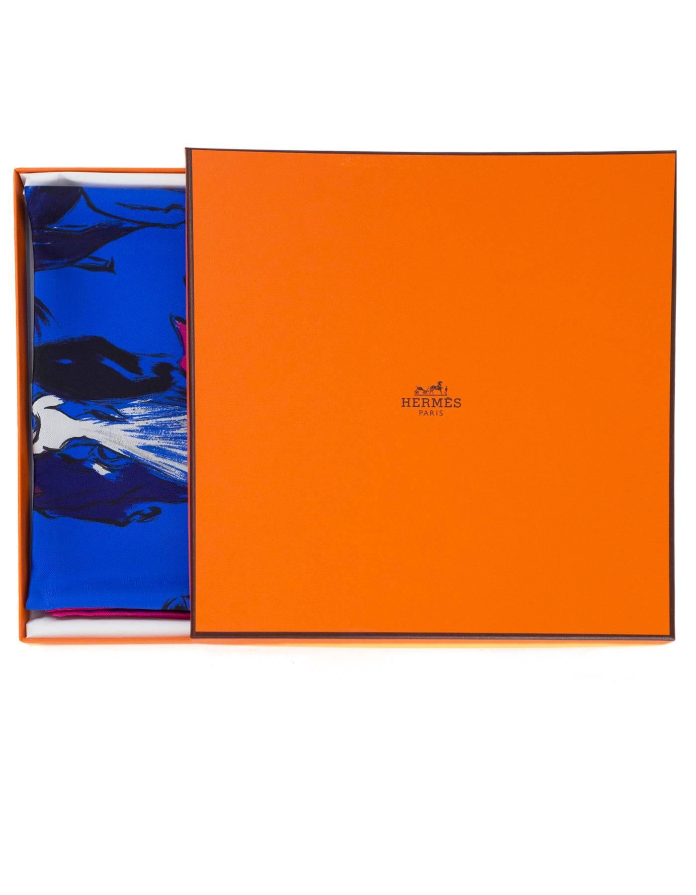 Hermes Blue Paddock Silk 90cm Scarf NWT with Box 2
