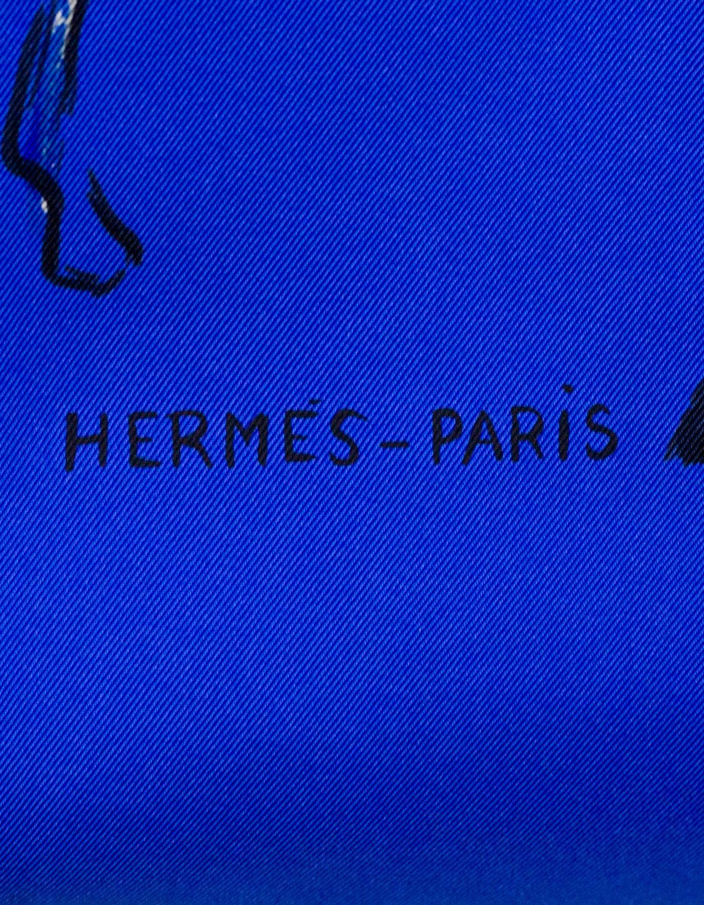 Women's or Men's Hermes Blue Paddock Silk 90cm Scarf NWT with Box
