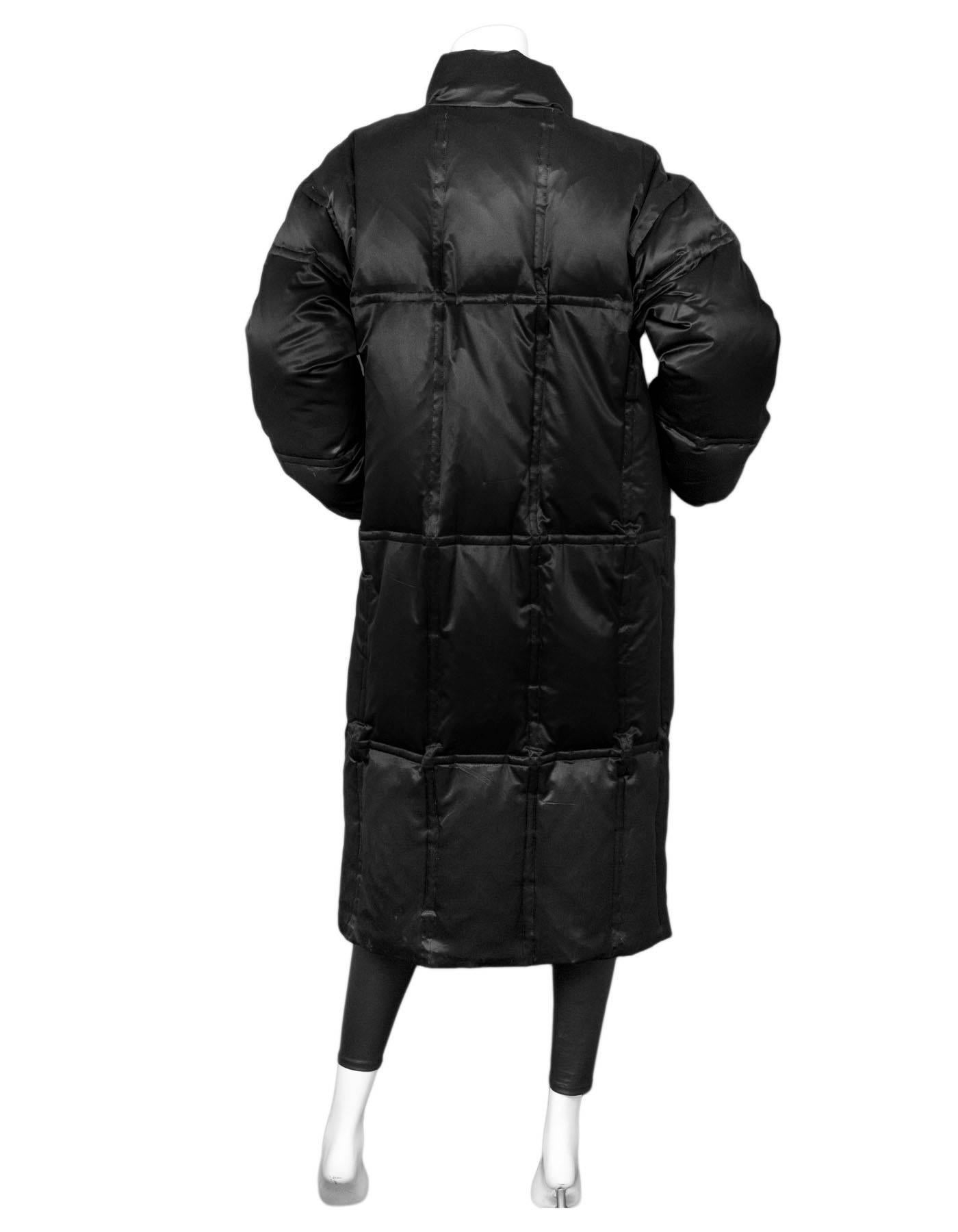 Sanyo Black Silk Long Puffer Coat Size Small In Good Condition In New York, NY