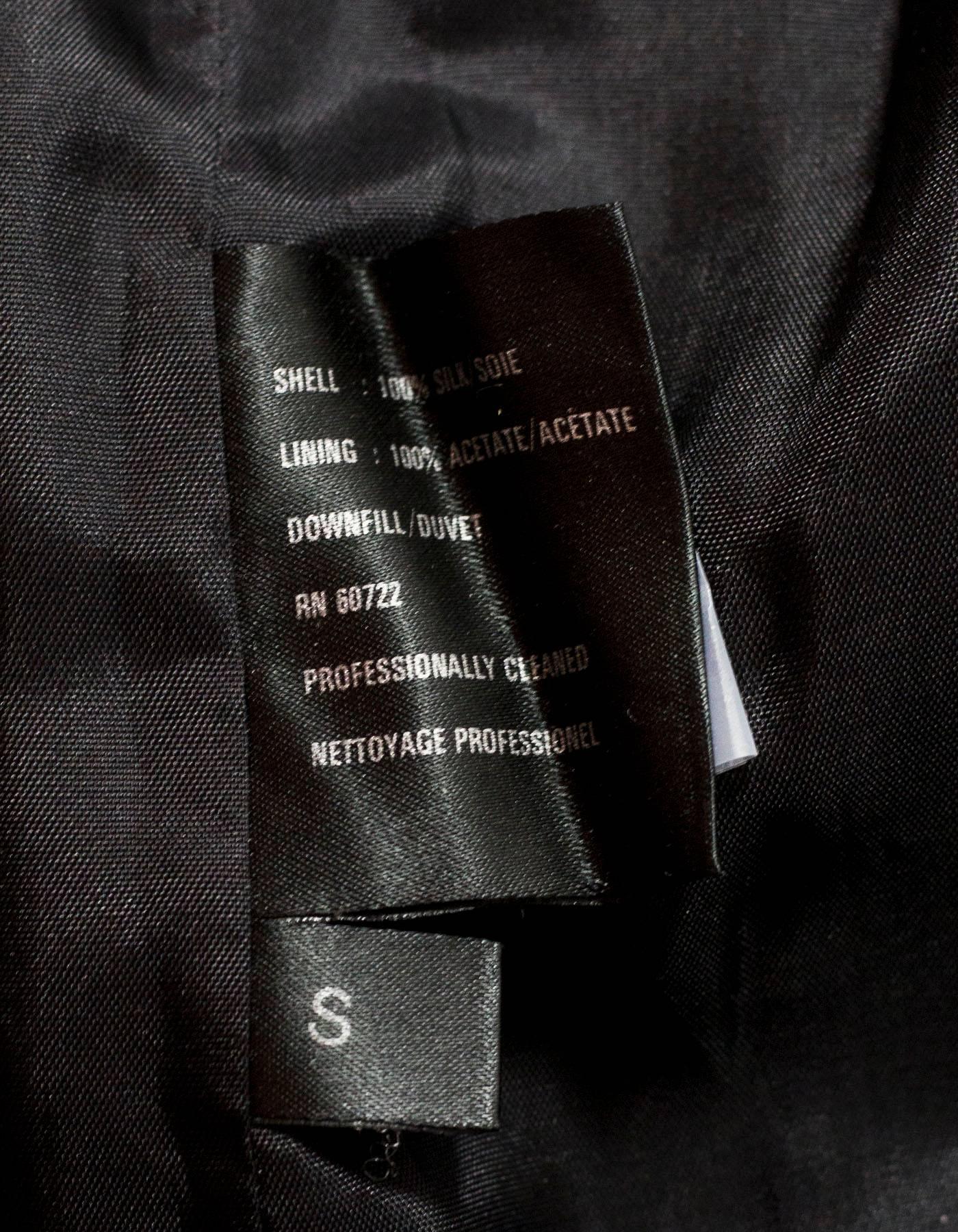Sanyo Black Silk Long Puffer Coat Size Small 4