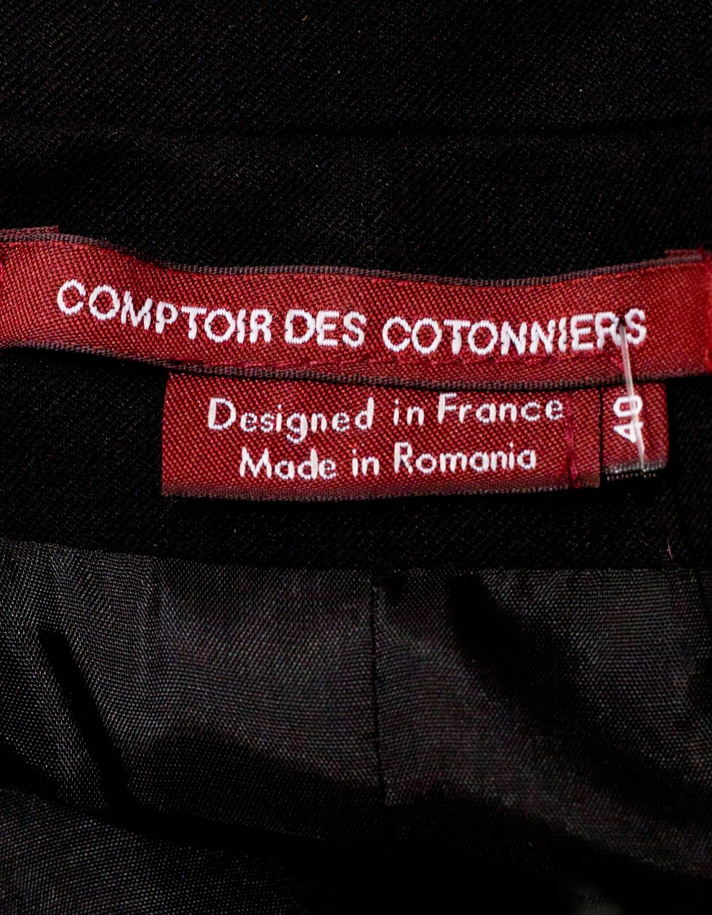 Comptoir Des Cotonniers Black Jacket with Faux Leather Trim Size FR40 In Excellent Condition In New York, NY
