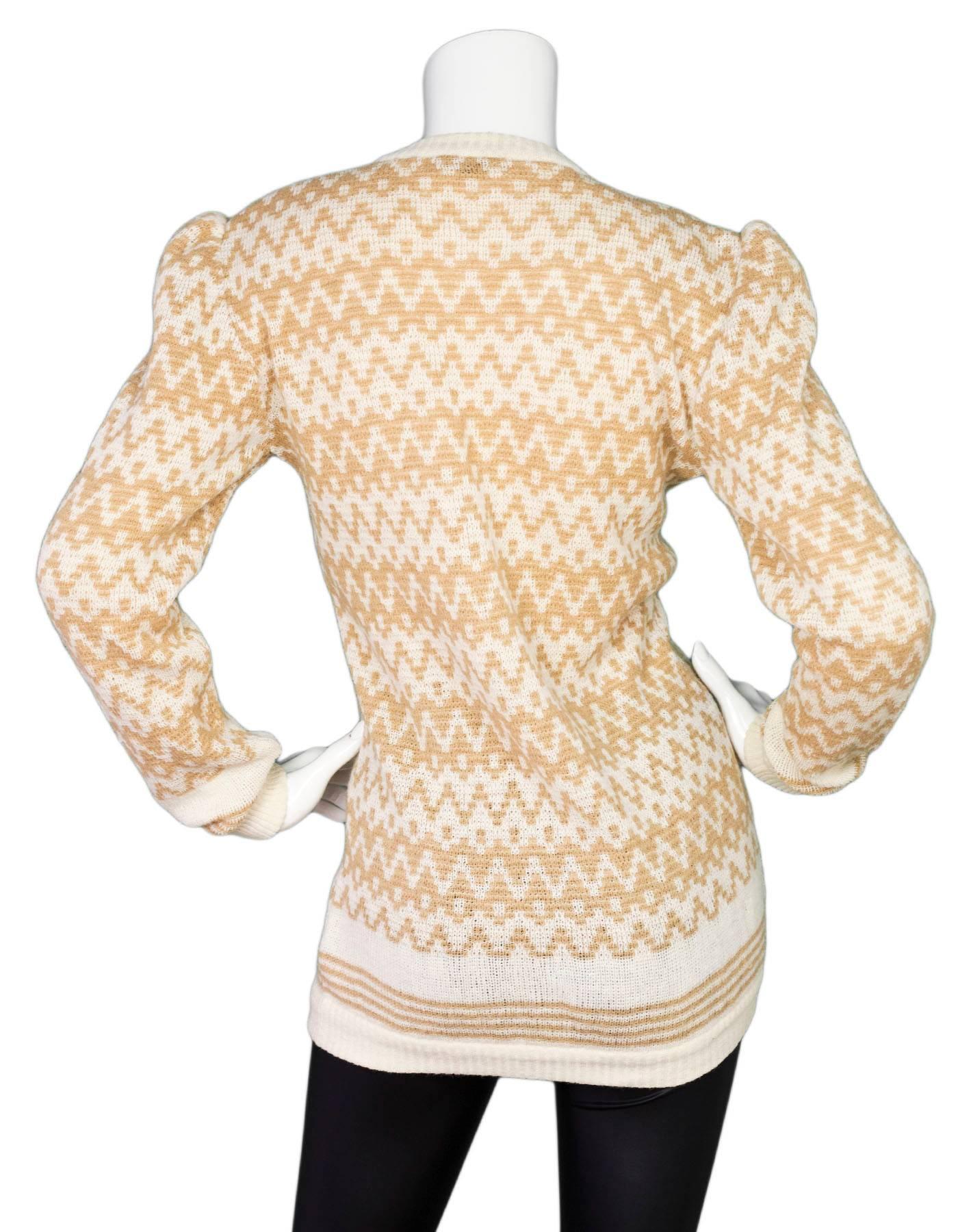 Valentino Vintage Beige and Cream Sweater Sz M In Excellent Condition In New York, NY