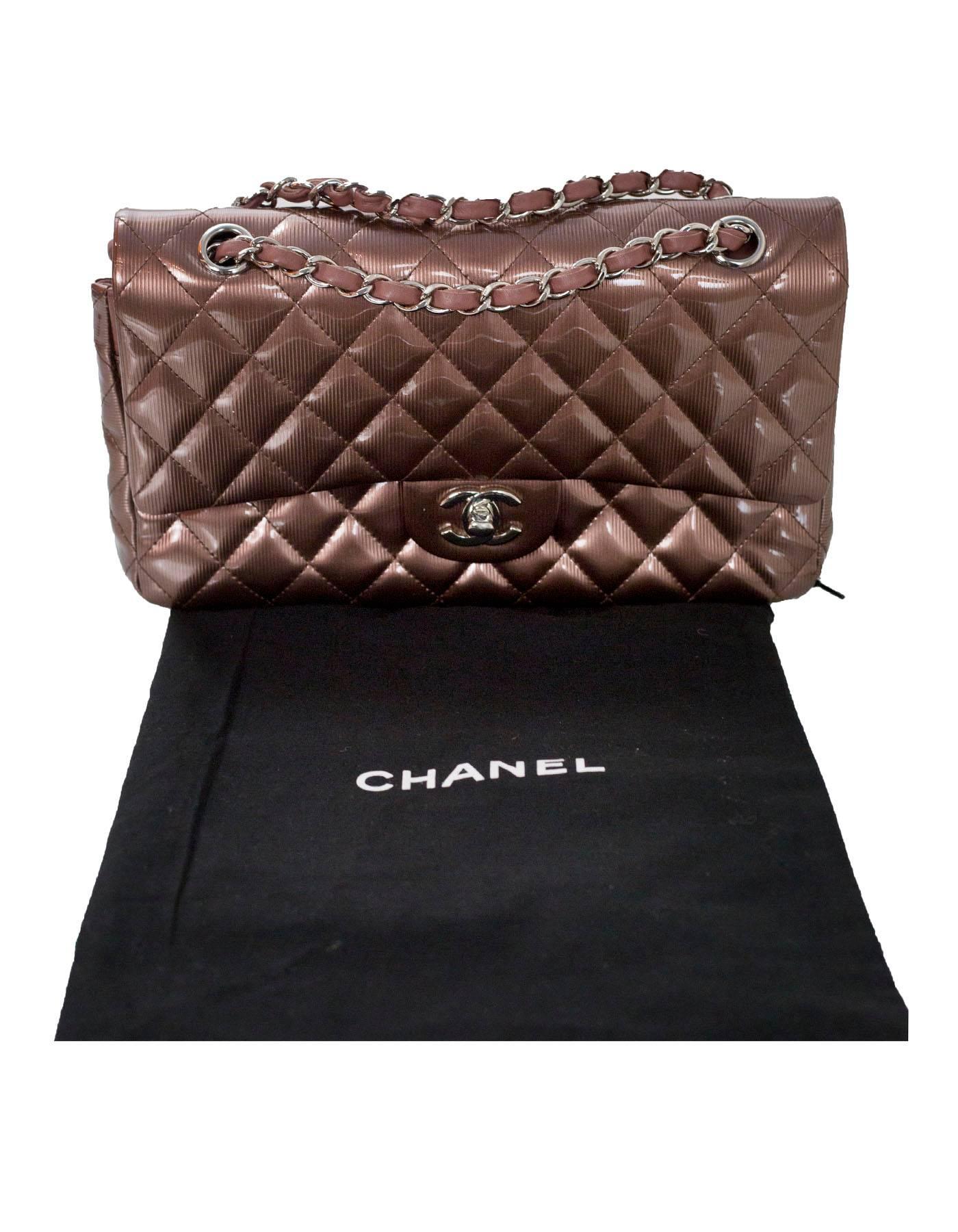 Chanel Rose Fonce Quilted Striated Patent 10