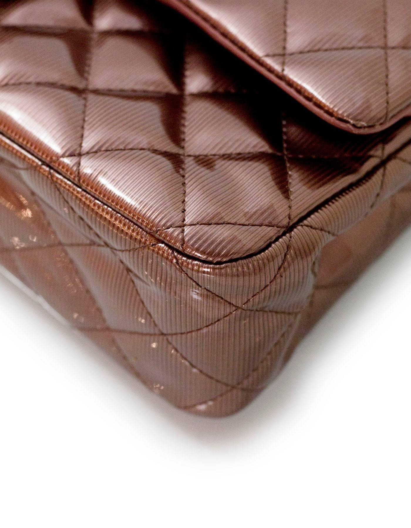 Chanel Rose Fonce Quilted Striated Patent 10