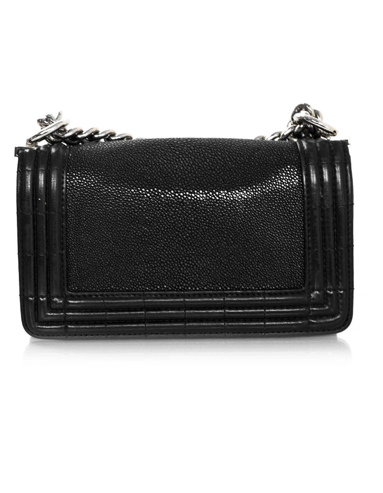 Chanel Black Stingray and Leather Small Boy Crossbody Bag For Sale at