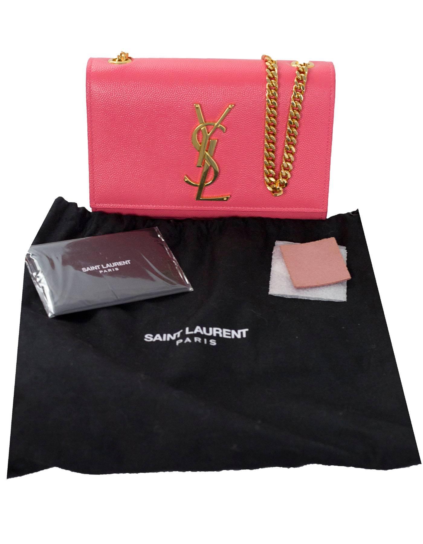 Saint Laurent Pink Grain De Poudre Leather Small Monogram Kate Crossbody Bag 6