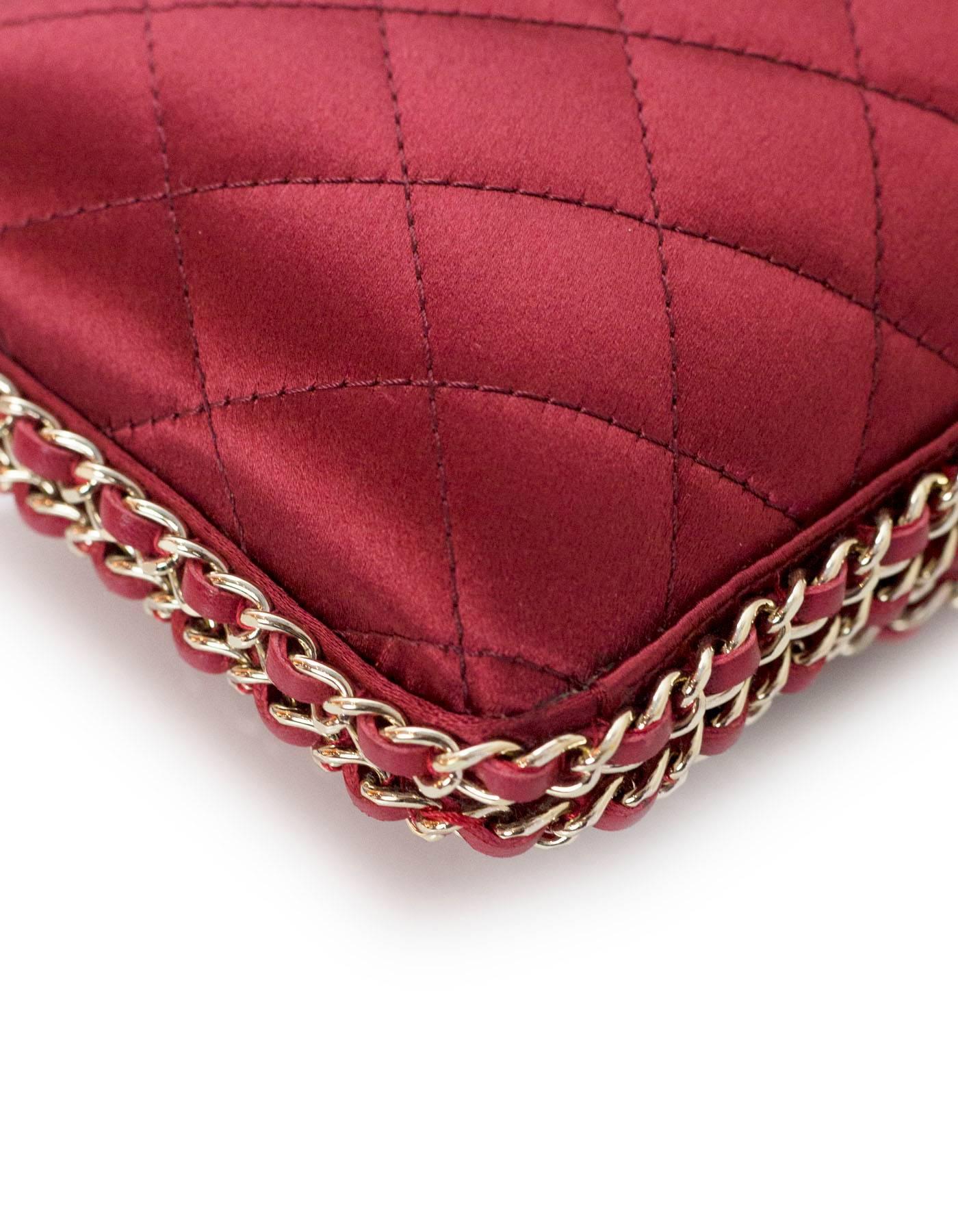 Chanel Rust Red Quilted Satin Chain Around Box Clutch/ Evening Crossbody Bag  1