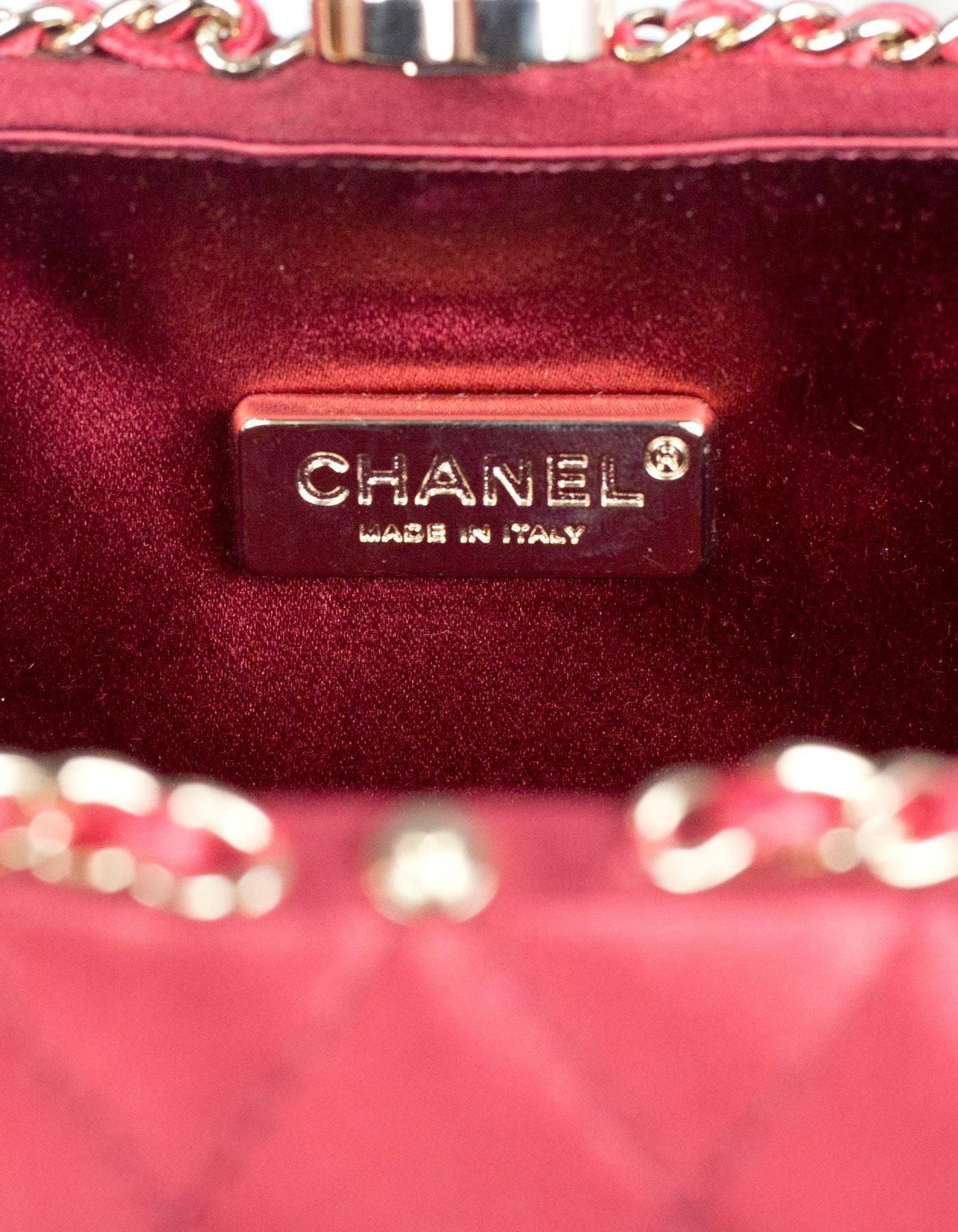 Chanel Rust Red Quilted Satin Chain Around Box Clutch/ Evening Crossbody Bag  3