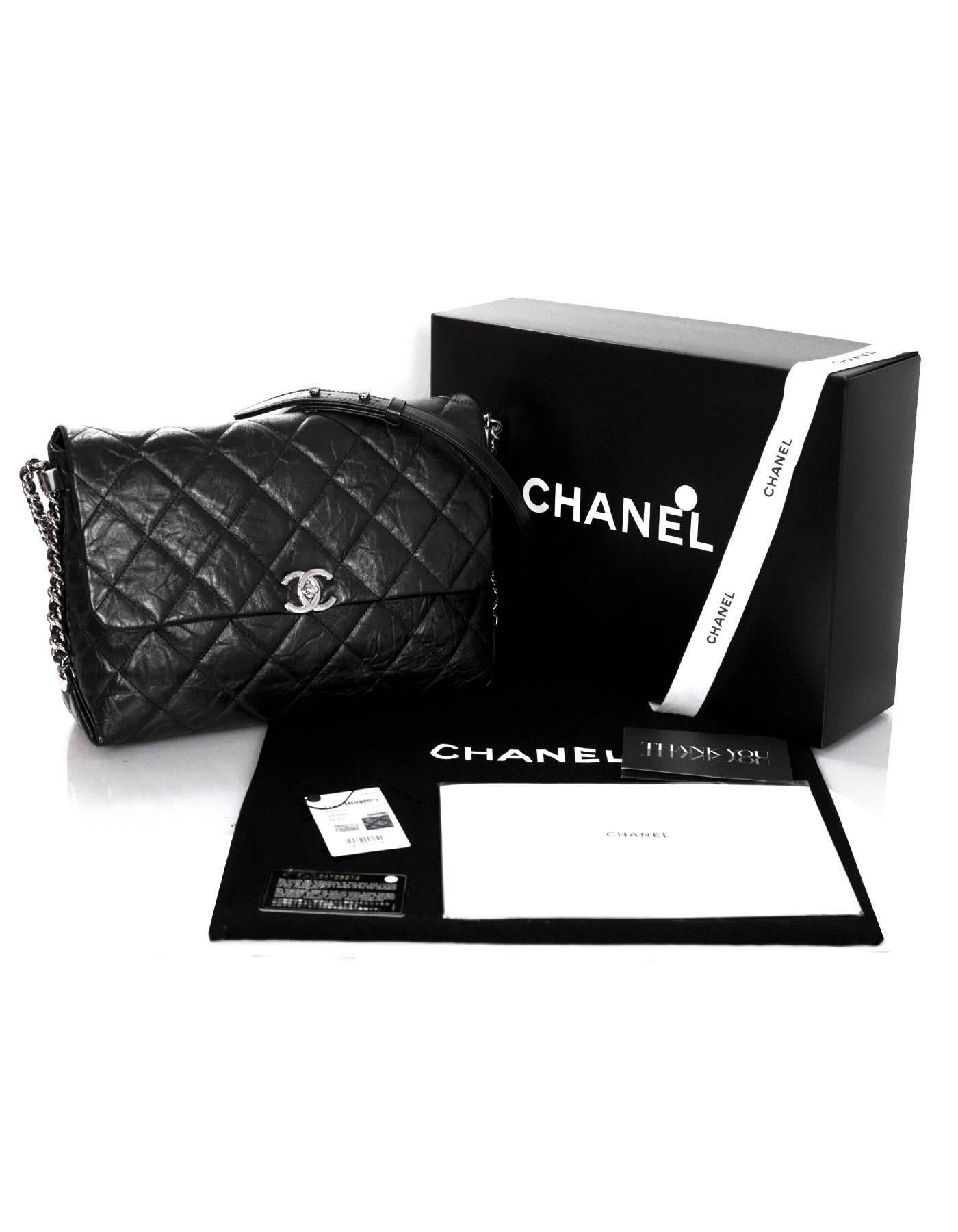 Chanel 2017 Black Quilted Distressed Calfskin Big Bang Flap Bag w. Receipt 2