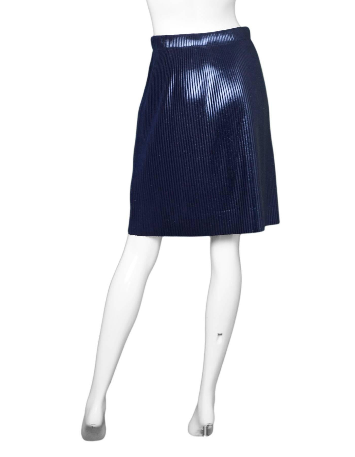 Black Golden Goose Navy Liza Coated Plisse Skirt Sz XS