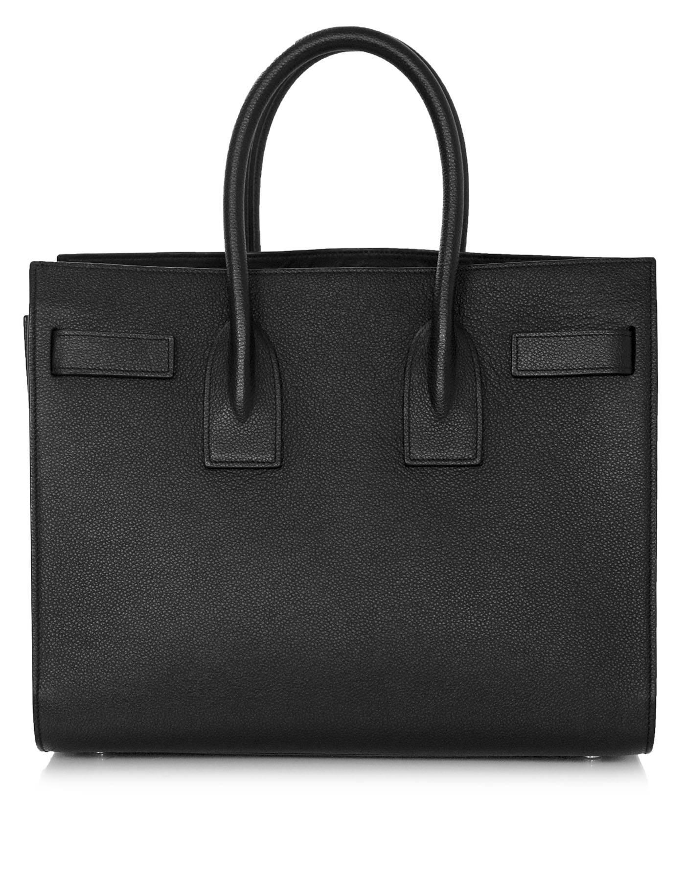 Women's Yves Saint Laurent Black Pebbled Leather Small Sac De Jour Tote Bag