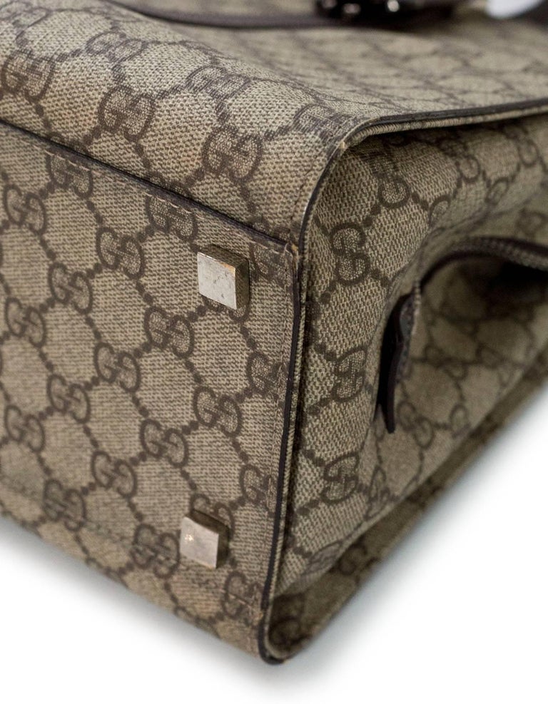 Gucci Monogram Canvas GG Supreme Briefcase/Laptop Bag For Sale at