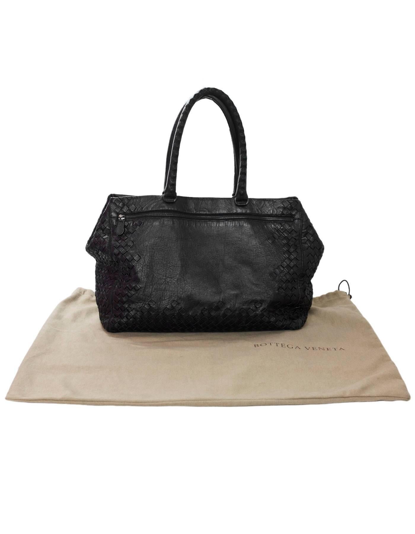Bottega Veneta Black Woven Intrecciato and Smooth Leather Tote Bag 5