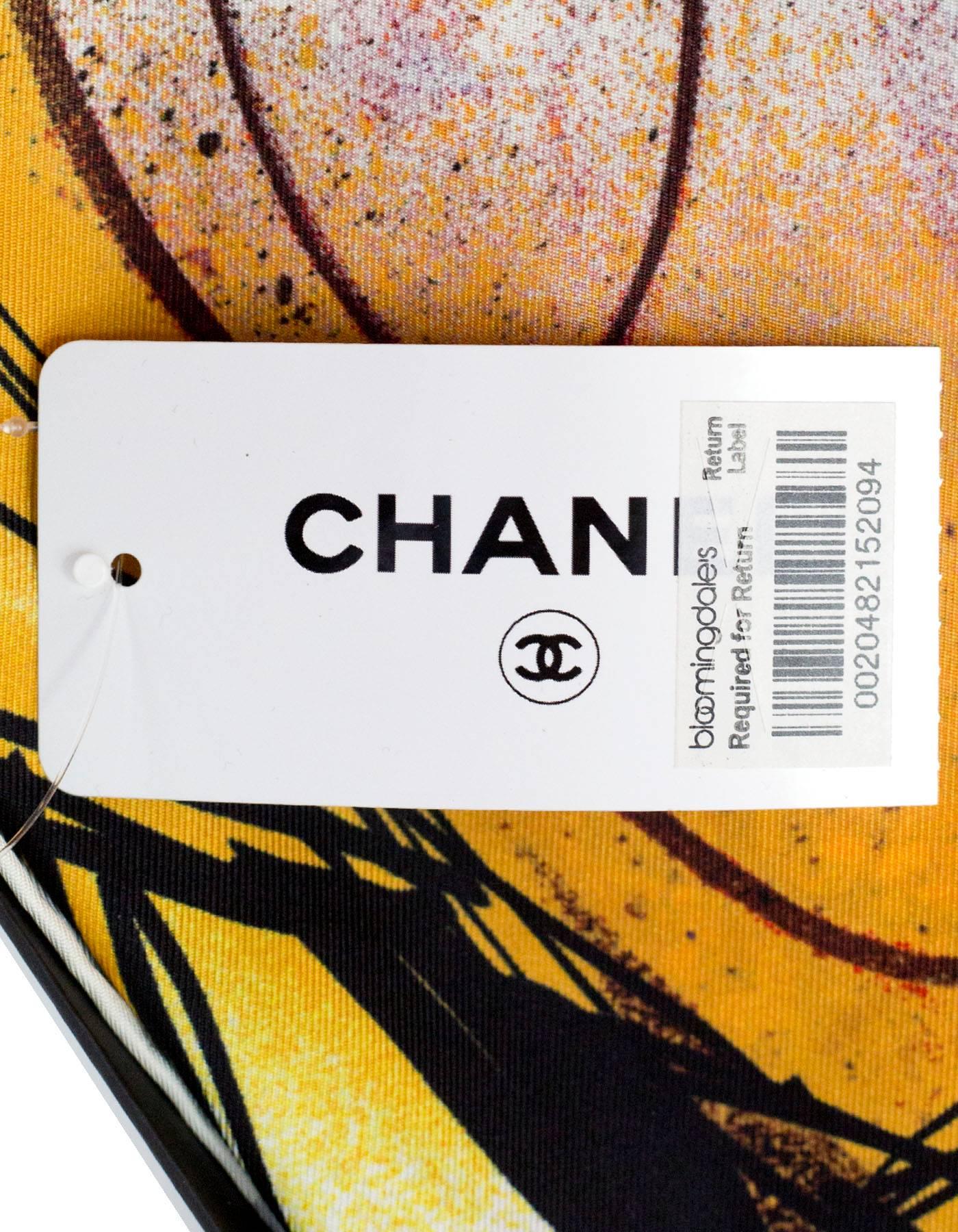 Chanel White Blue and Yellow Graffiti Silk Scarf NWT, 2015 2