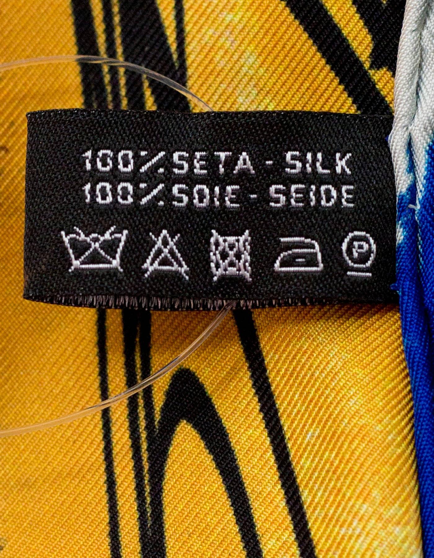 Chanel White Blue and Yellow Graffiti Silk Scarf NWT, 2015 1
