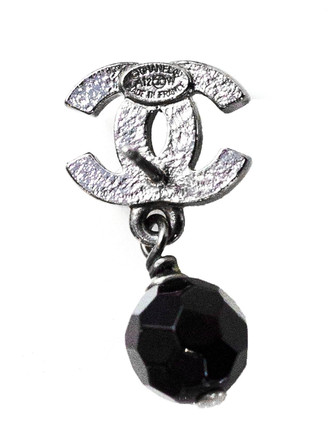 Women's Chanel CC Black Drop Pierced Earrings with Box
