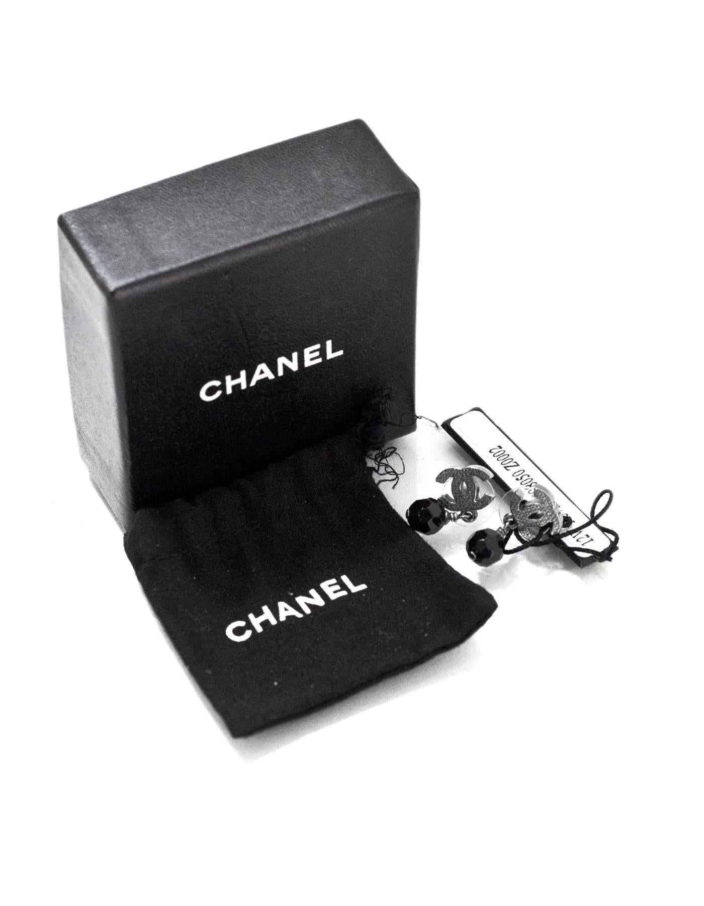 Chanel CC Black Drop Pierced Earrings with Box 1