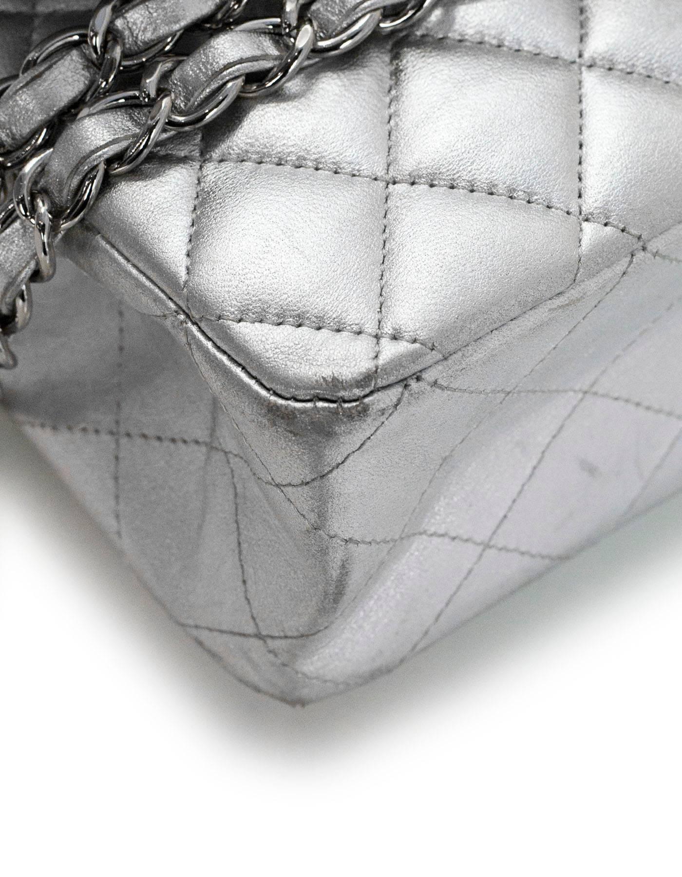 Women's Chanel Silver Quilted Lambskin 10