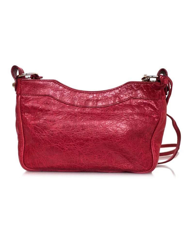 Balenciaga Red Lambskin Motocross Giant 12 Hip Crossbody Bag For Sale