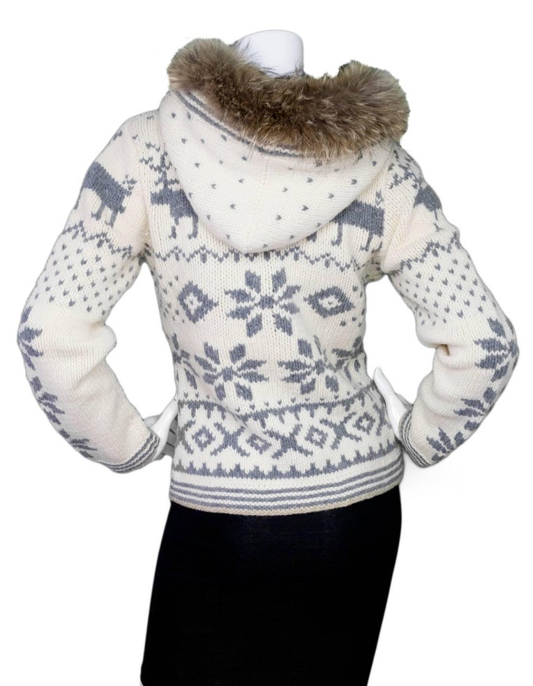 Bogner Cream and Grey Wool Ski Sweater Sz XS For Sale at 1stDibs